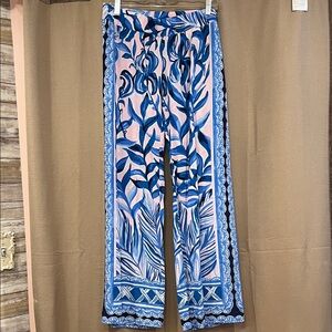 Lilly Pulitzer Blue and Pink Straight Leg Pants, NWOT, M